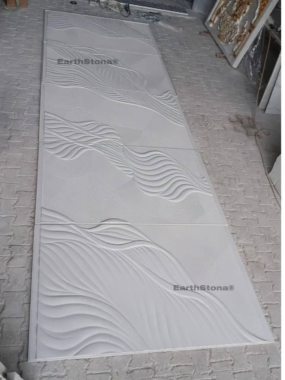 Wavy Contemporary Relief Natural Stone Wall Carving - EarthStona®